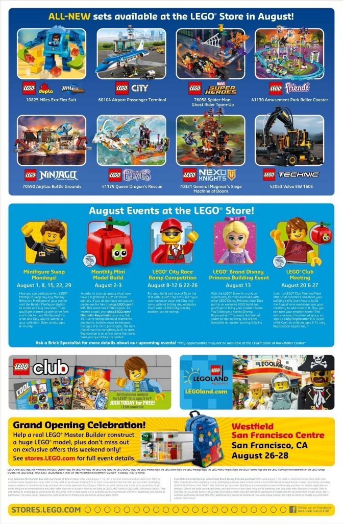 August LEGO Brand Store Calendar Brick Brains