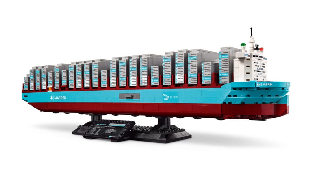 LEGO Maersk container vessel set is displayed