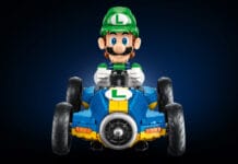 LEGO Mario Kart Luigi & Mach 8 Set Is the Perfect Companion to Mario’s Kart LEGO Mario Kart Luigi set from the front