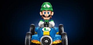 LEGO Mario Kart Luigi & Mach 8 Set Is the Perfect Companion to Mario’s Kart LEGO Mario Kart Luigi set from the front